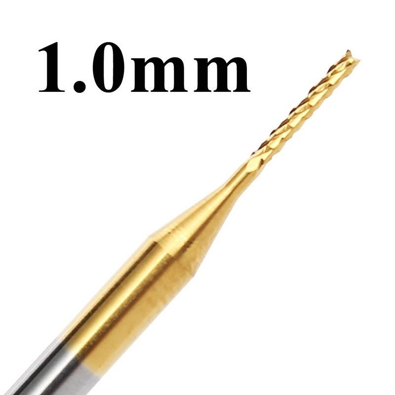10pcs 1mm Tungsten Steel Titanium Coat Carbide End Mill Engraving Bits CNC PCB D