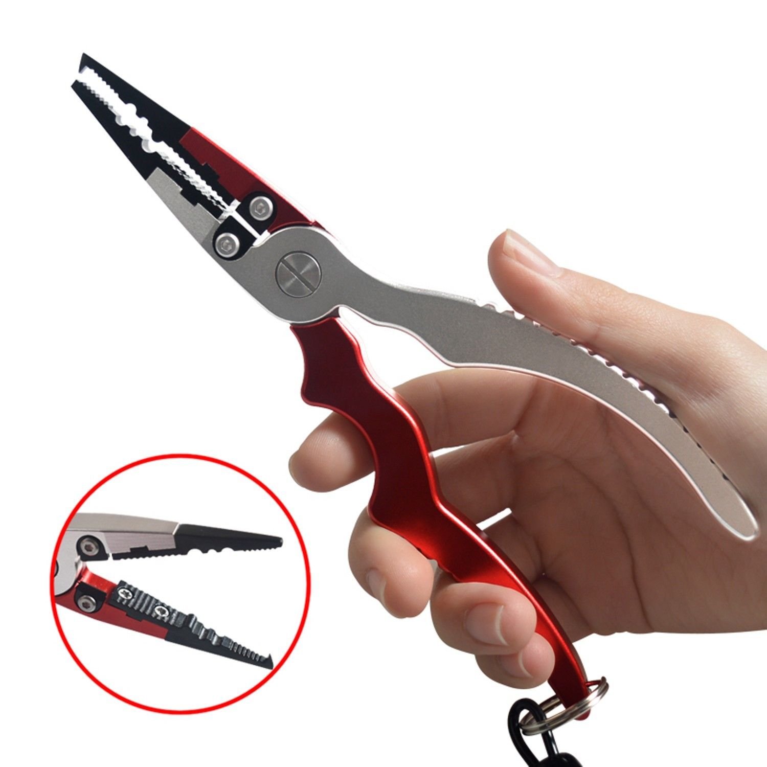 Aluminum Alloy Fishing Pliers Split Ring Cutters Fishing Holder Tackle Tether