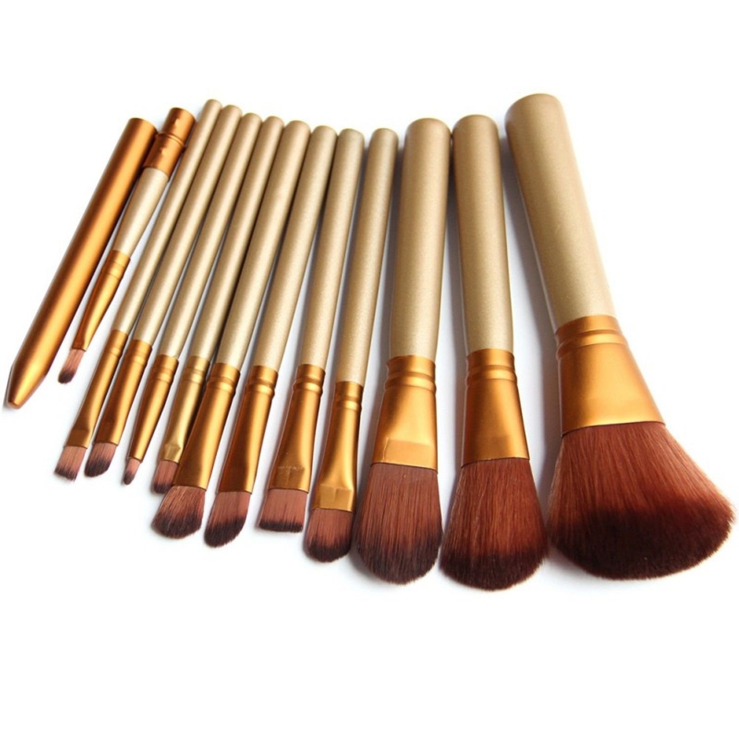 Golden 12 Pcs/lot Make Up Brushes Set Foundation Face&Eye Powder Blusher Profess