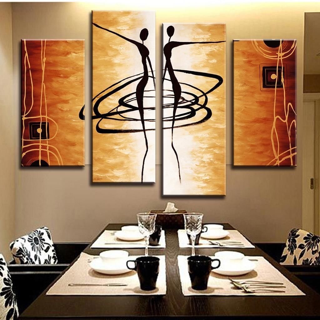 Hot 4 Pcs/Set Modern Abstract Figures Painting Printed on Canvas Dance Lover Fig
