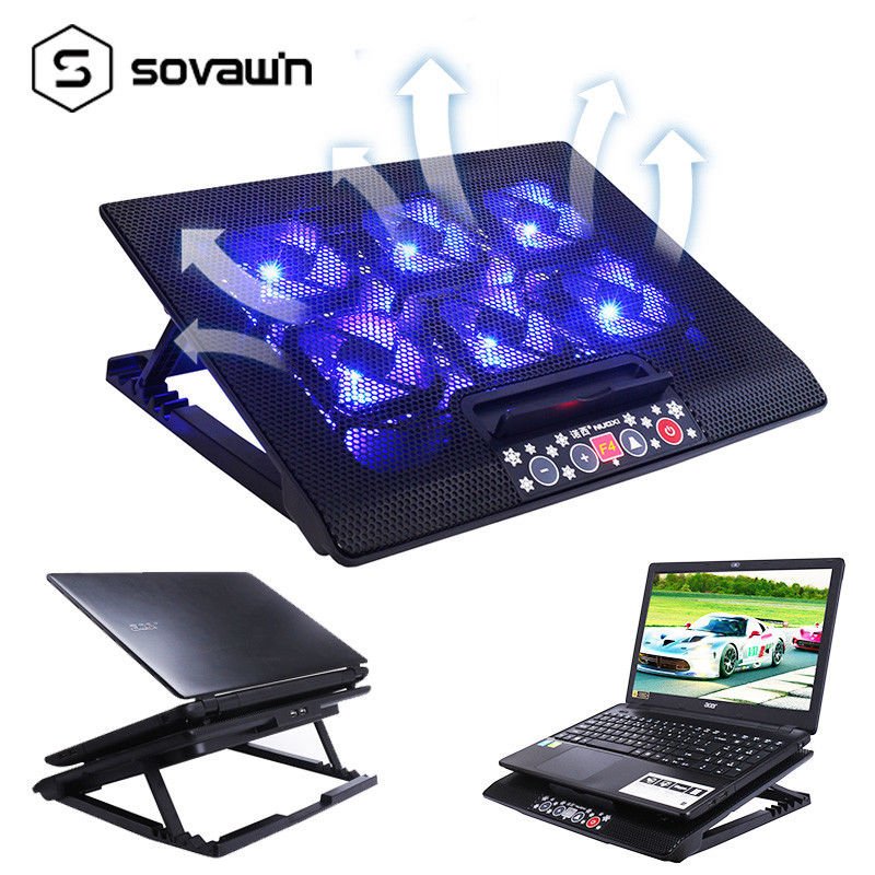 6 Blue LED Silent Adjustable Big Fan Notebook Cooler Laptop Cooling Pad
