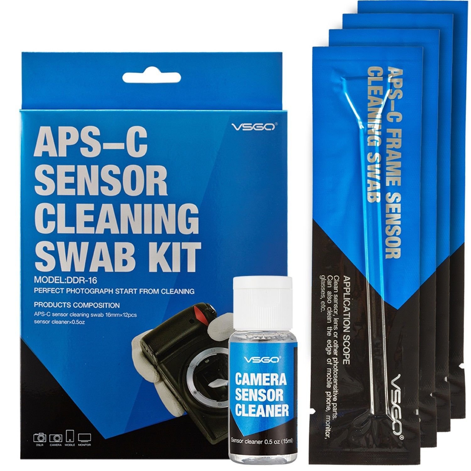 DSLR Camera Sensor Cleaning Swabs Kit 12pcs with Liquid Cleaner Solution Lens