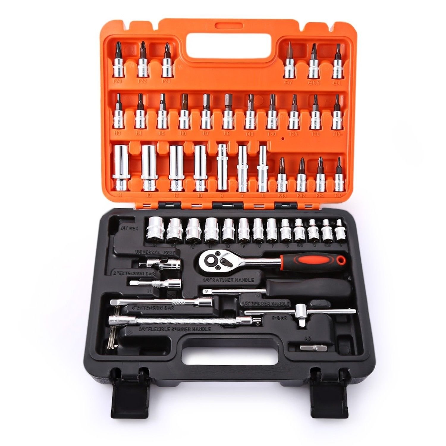 53pcs Automobile Motorcycle Repair Tool Case Precision Ratchet Wrench Sleeve Uni