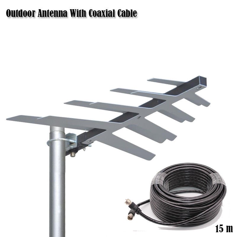 Outdoor Antenna With Coaxial Cable For DVBT2 HDTV ISDBT ATSC High Gain Strong