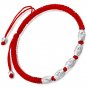 925 Sterling Silver  Red Rope Shamballa Bracelet Handmade Lucky  Bangle Wax Stri