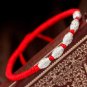 925 Sterling Silver  Red Rope Shamballa Bracelet Handmade Lucky  Bangle Wax Stri