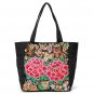 Women National Embroidered Floral Canvas Handbags Casual Clutch Bags 2 Pcs