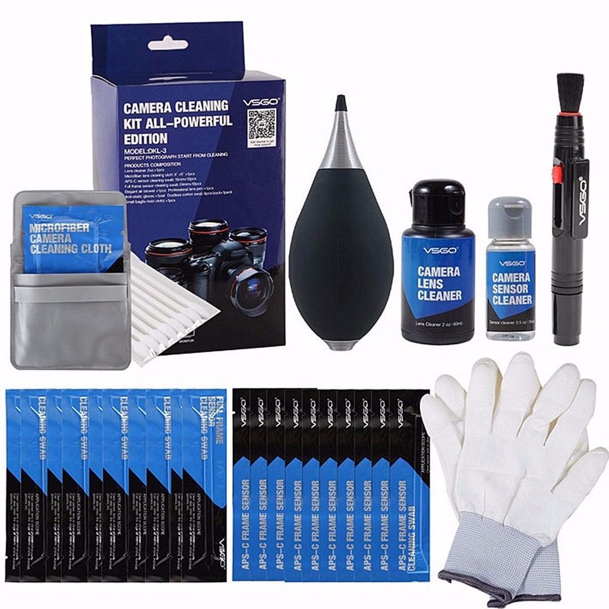 VSGO DKL-3 Lens Cleaning Kit Pen Sensor Clean Swab Microfiber Cloth For Digital