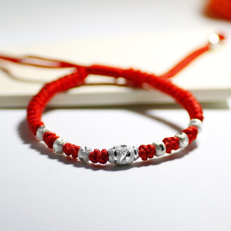 S925 Sterling Silver Bell Lucky Red Rope Shambala Bracelet for man&women gift