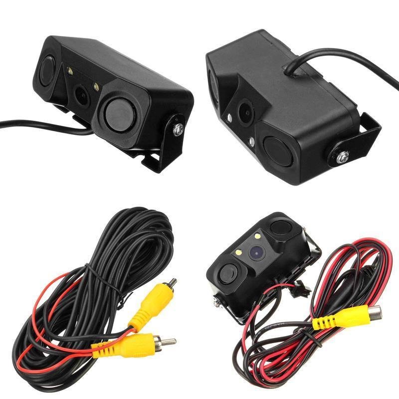 3 In 1 Video Car Reverse Backup Rear View Camera Parking Sensor Radar Detector