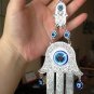 Fatima Hamsa Hand Amulet Evil Blue Eye Metal Ornament Protector Lucky Kabbalah
