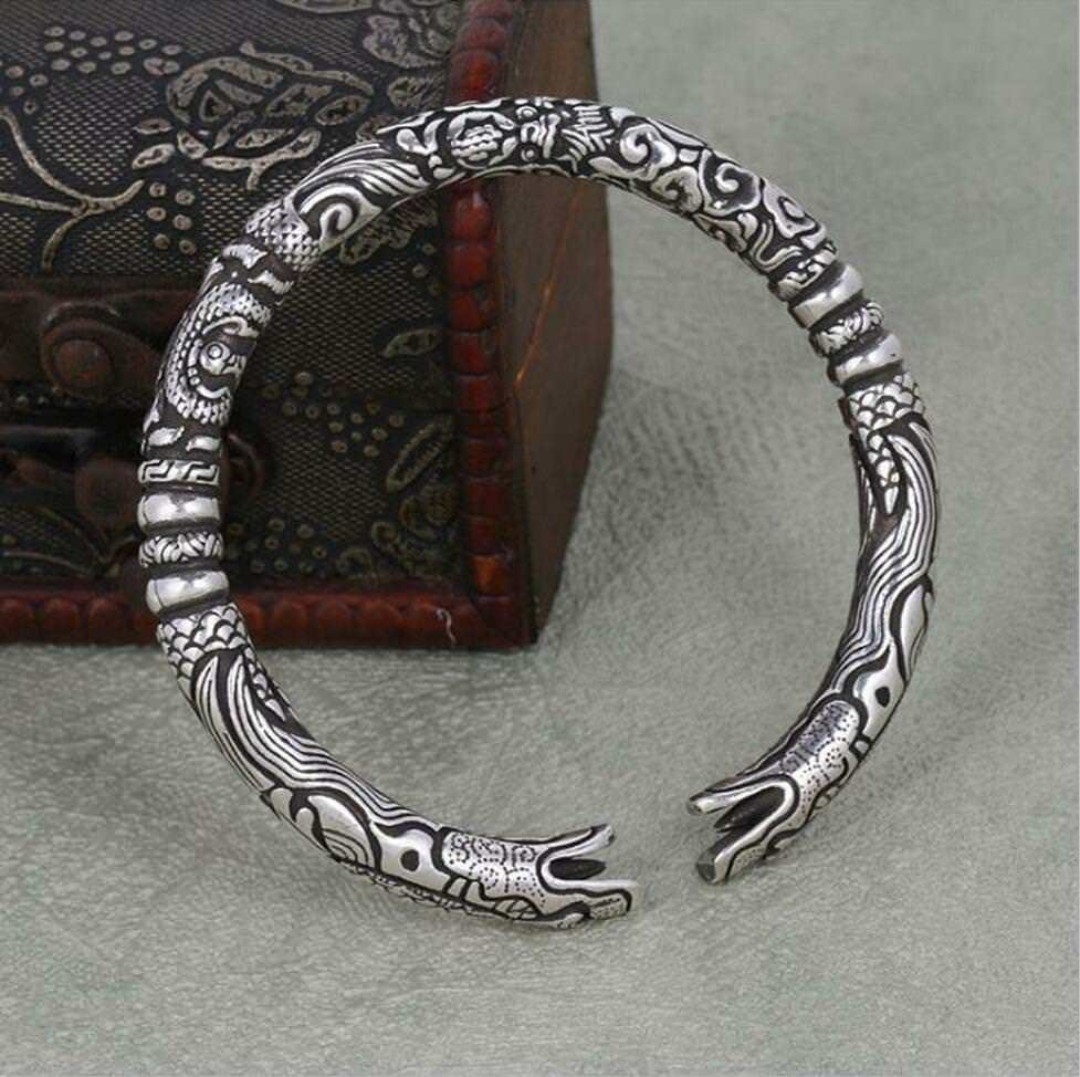 New 925 sterling silver jewelry retro Thai silver embossed personality domineeri