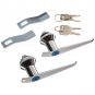 Cabinet Door L Shaped Handle Silver Tone Metal Key Locks 2 Pcs