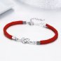 925 Sterling Silver Infinite Heart Knot Red Rope Bracelets For Women Girls Pulse