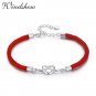 925 Sterling Silver Infinite Heart Knot Red Rope Bracelets For Women Girls Pulse