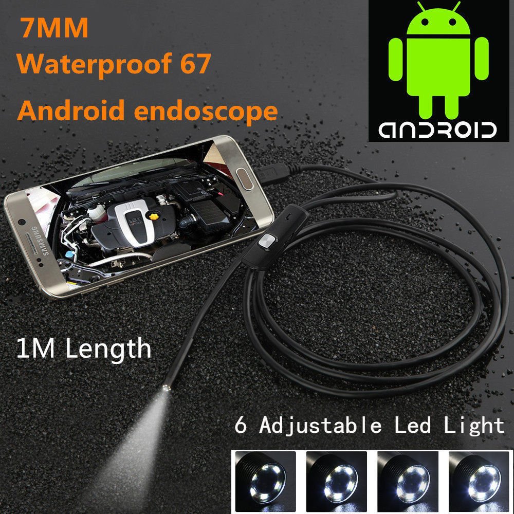 Waterproof 480P HD 7mm lens Inspection Pipe 1m Endoscope Mini USB Camera Snake T