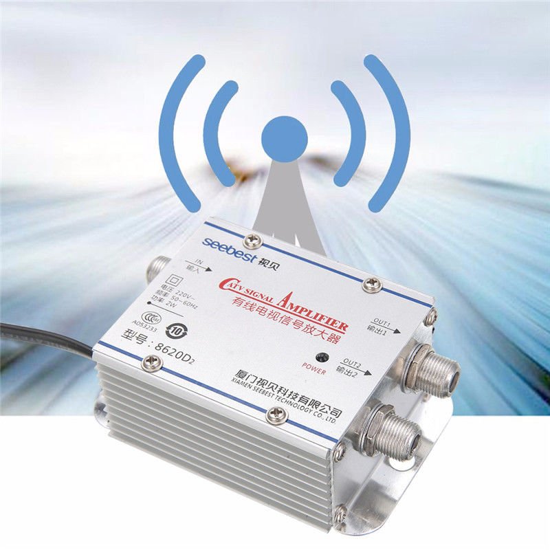 2Way CATV VCR TV Antenna Signal Amplifier 220V Pro Booster Splitter Tv Equipment