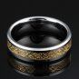 Gold Celtic Dragon Inlay Tungsten Carbide Ring Men Polish Edges Engagement 8mm