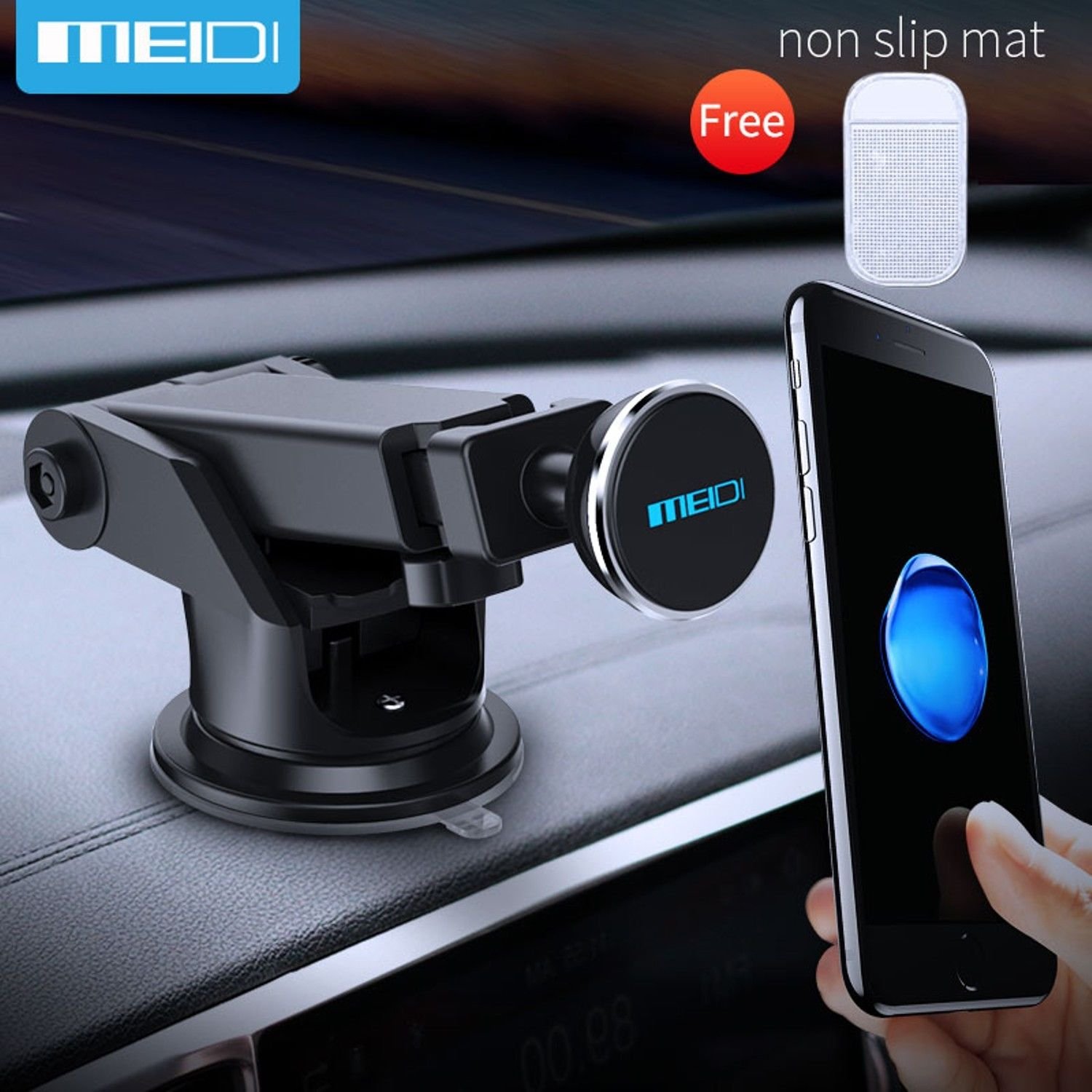 MEIDI Car Phone Holder Suction Windshield Mount Stand Adjustable iPhone Samsung