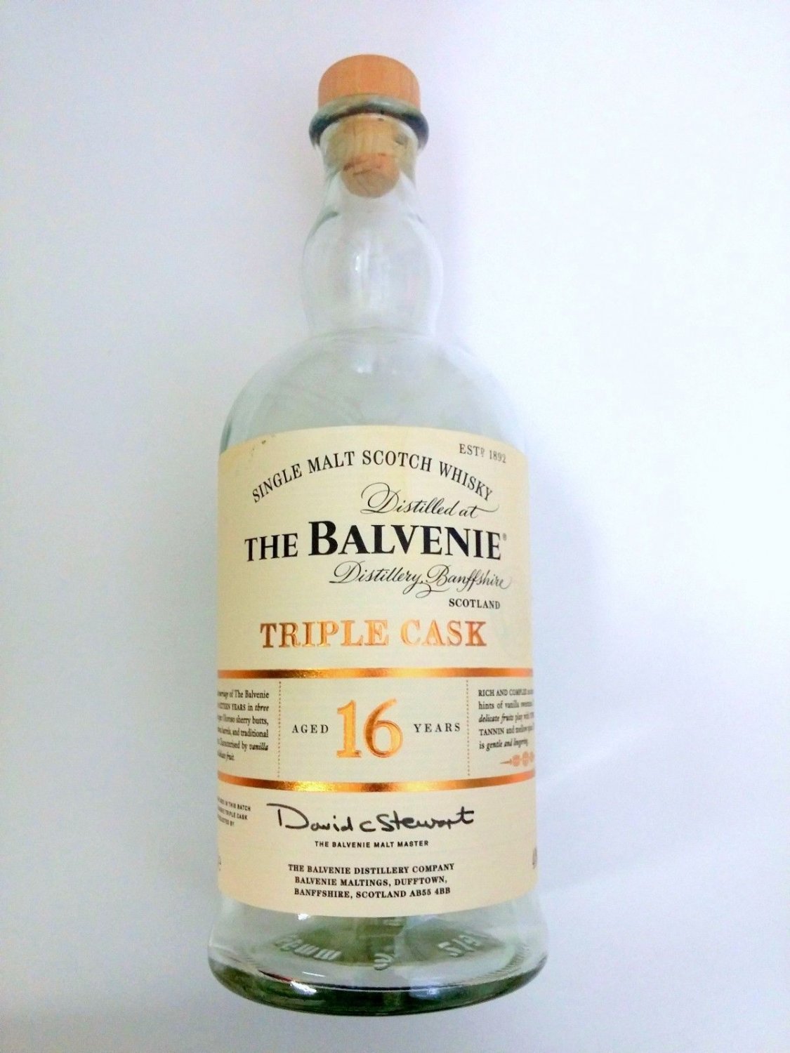 Empty Bottle SINGLE MALT SCOTCH WHISKEY The Balvenie Triple Cask 16 YRS