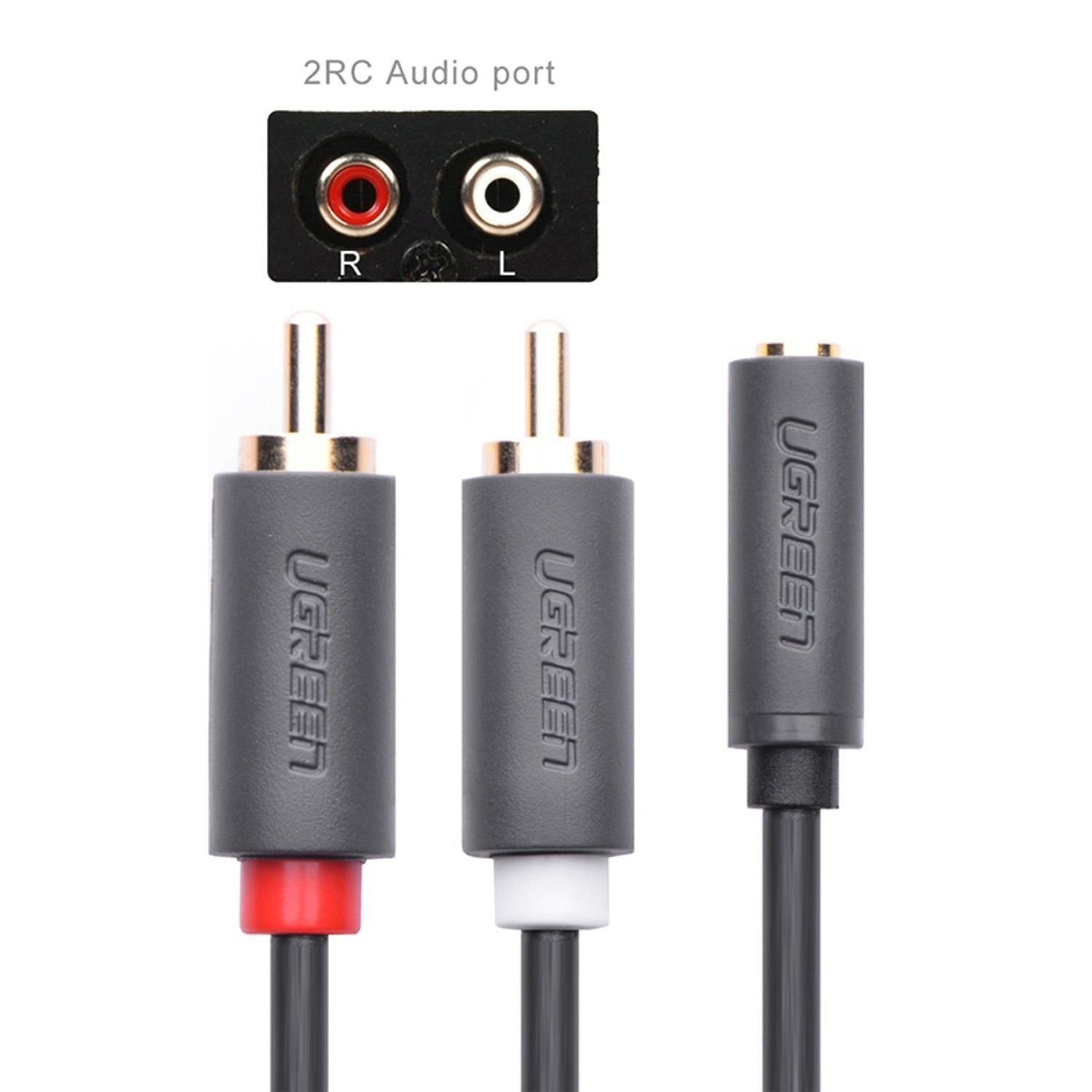 Ugreen RCA Cable 2RCA Male to Female 3.5mm Jack Aduio Cable Aux Cable for iPhone