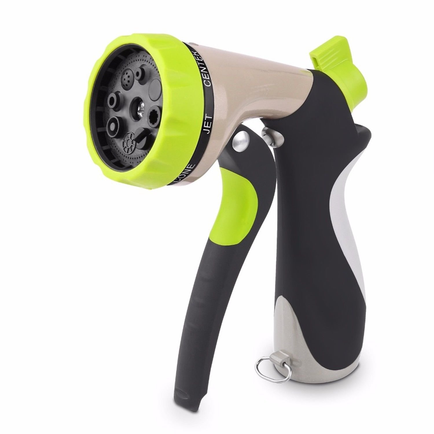Garden Hose Nozzle Hand Sprayer 8 Pattern Adjustable Heavy Duty Metal Slip Resis