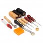 13pcs Wood Handle Leather Craft Tool Kit Leather Hand Sewing Tool Punch Cutter D