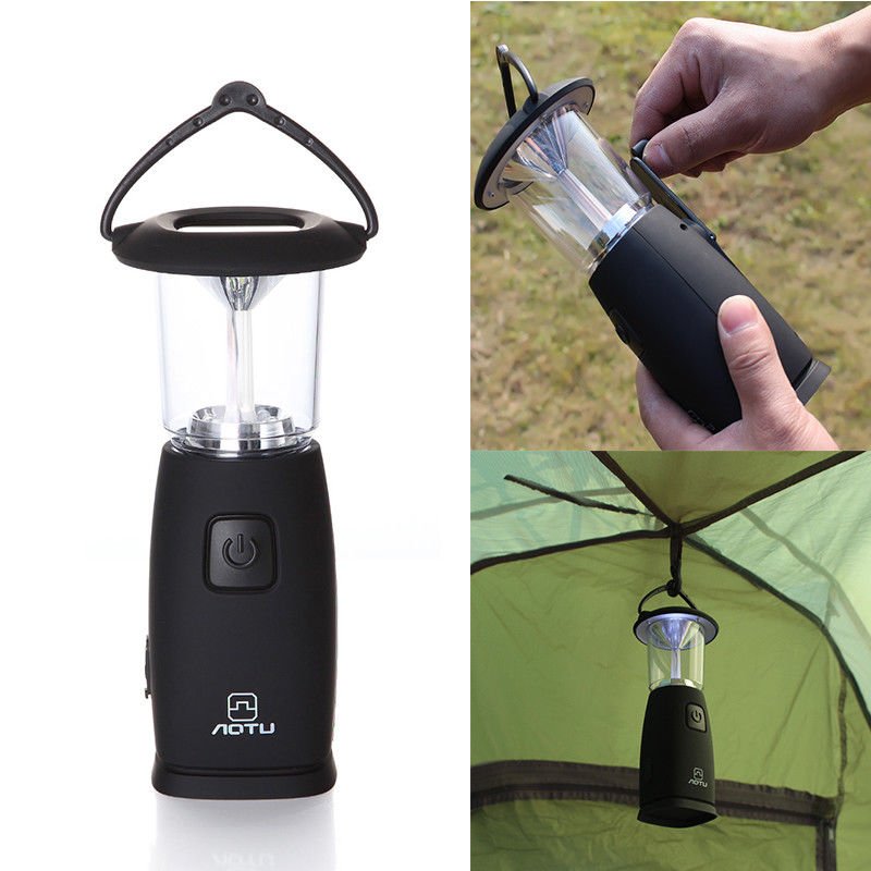 6 LED Solar Camping Hiking Light Hand Crank Tent Lamp USB Rechargeable Portable