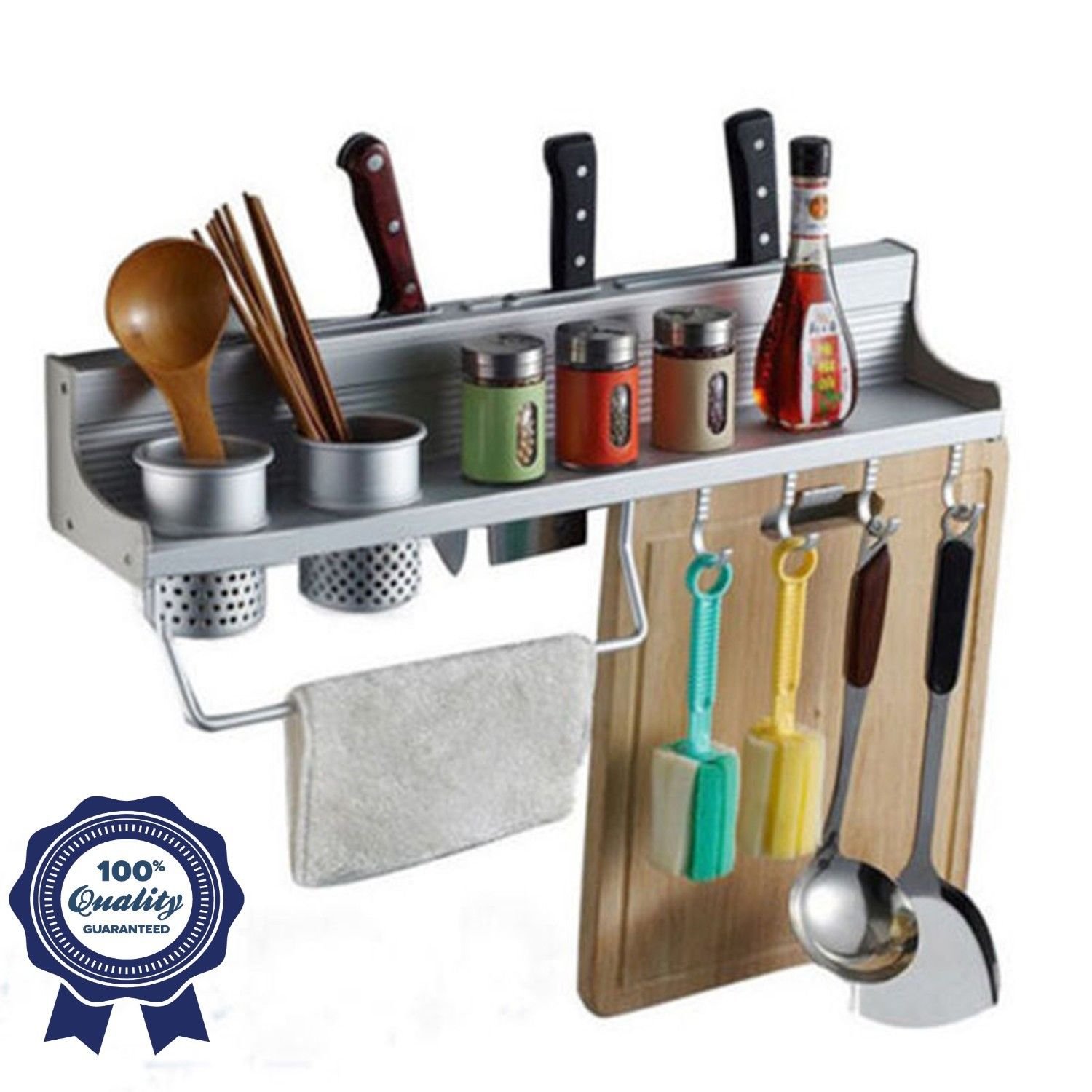 Aluminum Kitchen Storage Rack Organizer Pan Pot Cookware Holder 50cm Wall Mount