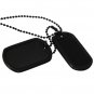 Men Black Military Army 2 Dog Tags Chain Pendant Necklace N045