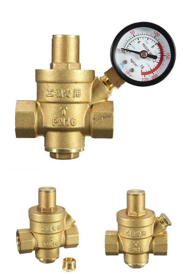 DN25 1 Inch Brass Water Pressure Regulator Valve with Gauge Pressure Water Press