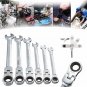 DANIU 6pcs a Set 6mm-12mm Flexible Pivoting Head Ratchet Combination Spanner Wre