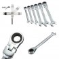 DANIU 6pcs a Set 6mm-12mm Flexible Pivoting Head Ratchet Combination Spanner Wre