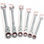 DANIU 6pcs a Set 6mm-12mm Flexible Pivoting Head Ratchet Combination Spanner Wre