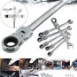 DANIU 6pcs a Set 6mm-12mm Flexible Pivoting Head Ratchet Combination Spanner Wre