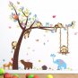 Forest Animals Tree wall stickers for kids room Monkey Bear Jungle wild Children