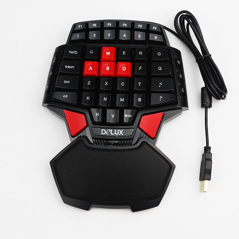 Delux T9 Single Hand Professional Gaming Keyboard LED Backlight Double Space CF