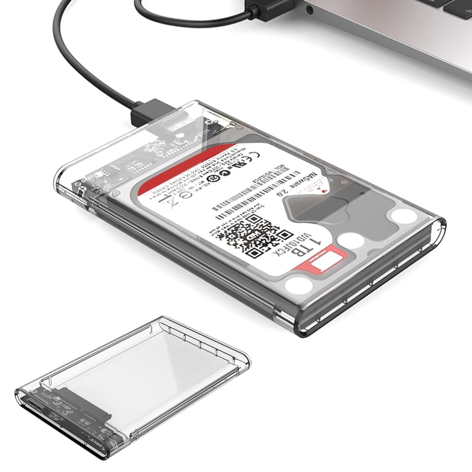Transparent USB 3.0 External SATA HD HDD 2.5 Inch Hard Drive Disk Storage Box