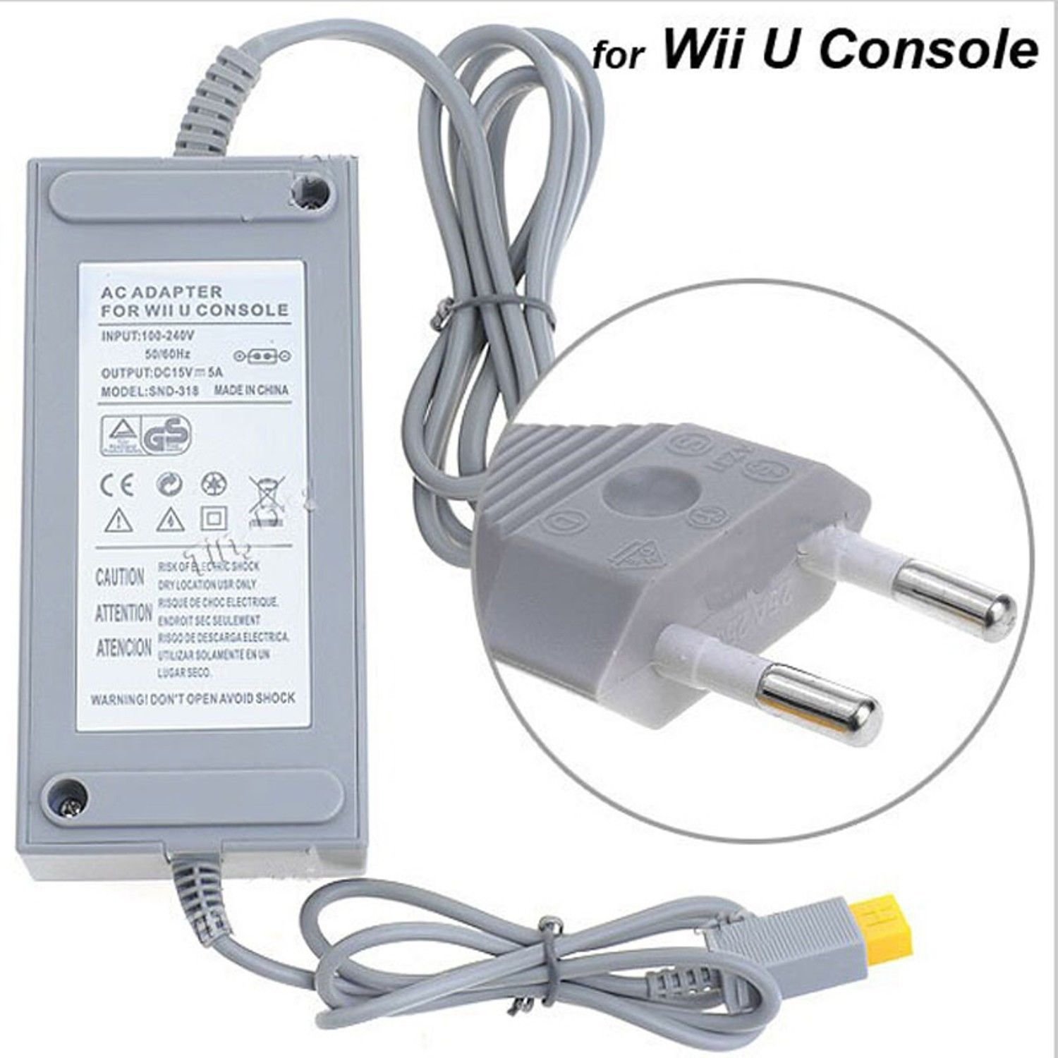 US/EU Plug 100-240V 15V 5A Wall Power Supply AC Charger Adapter Cable