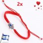 2x Braided Lucky Red Rope KABALLAH Blue Eye Charm Shambala Israeli Bracelets