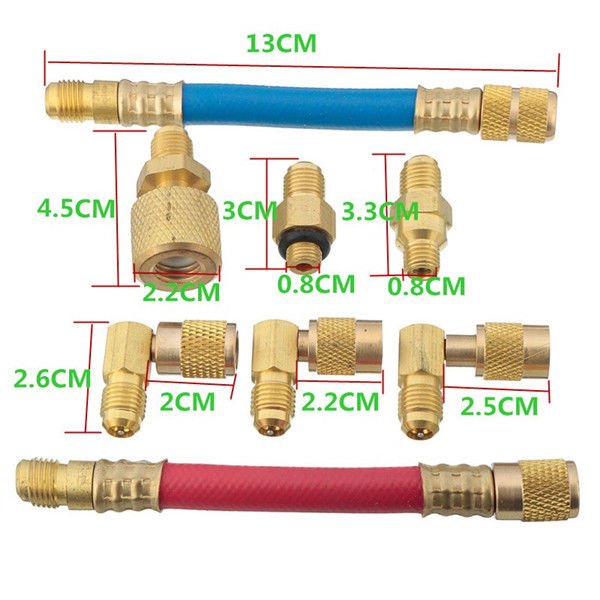 Car A/C Air Conditioner Refrigeration R134A R12 Converting Adapter Hose Kit