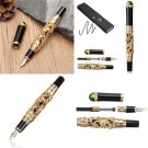 JINHAO Golden Dragon Heavy Fountain Pen Clip Medium Nib 18KGP Business Men Gifts