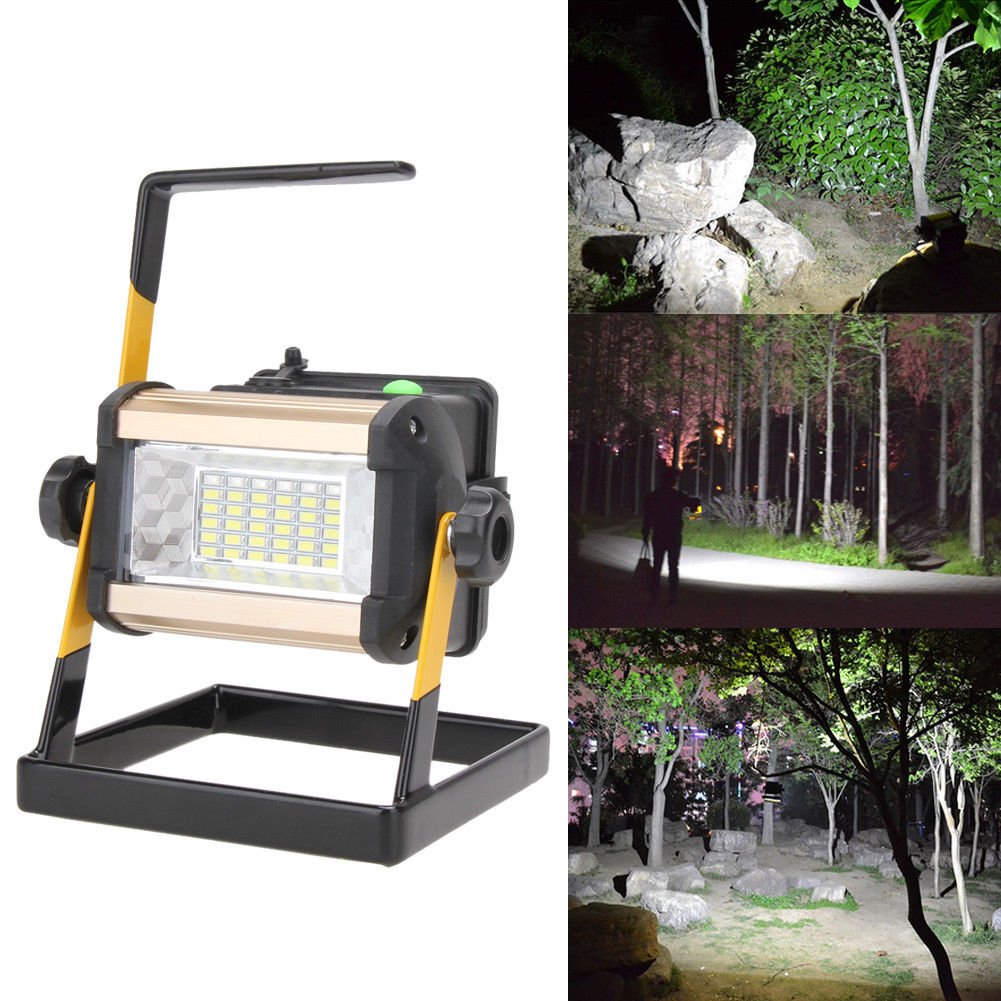 High Quality 50W 2400LM 36LED Rechargable Floodlight White Outdoor Garden Landsc