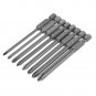 75mm S2 Alloy Steel Magnetic Long Hex Cross Head 8 Pieces Set Screw Driver Bits