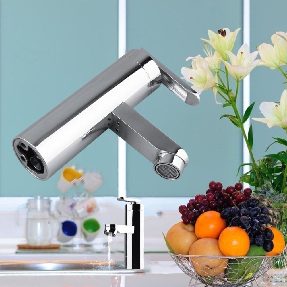 Home Brushed Chrome Waterfall Bathroom Basin Faucet Single Handle Sink Mixer Tap