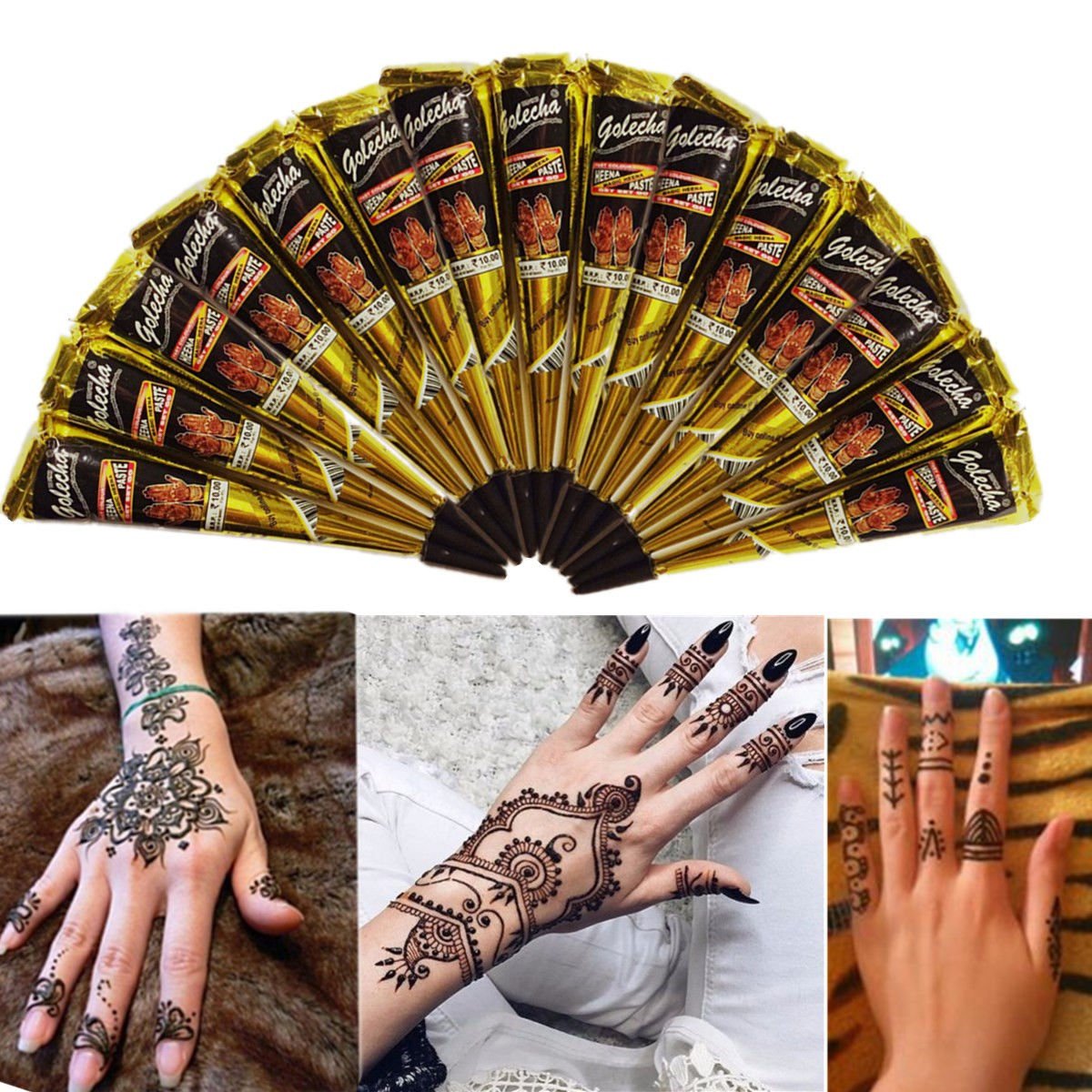 Black Natural Squishy  Herbal Henna Cone Temporary Tattoo Body Art Tattoos