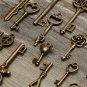 19Pcs Antique Vintage Old Look Skeleton Key Set Lot Pendant Heart Bow Lock Steam