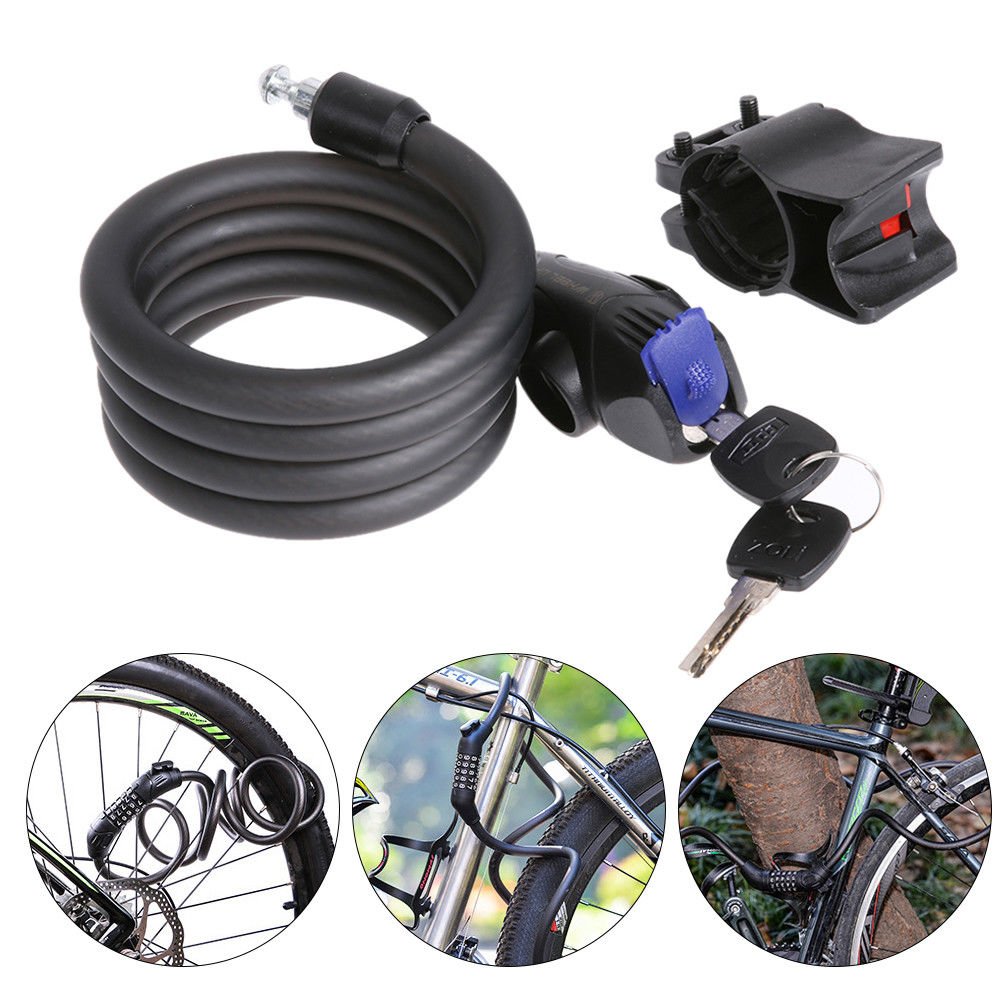 Anti Theft Black Bike Lock Steel Wire Safe Bicycle Carbon Lock MTB