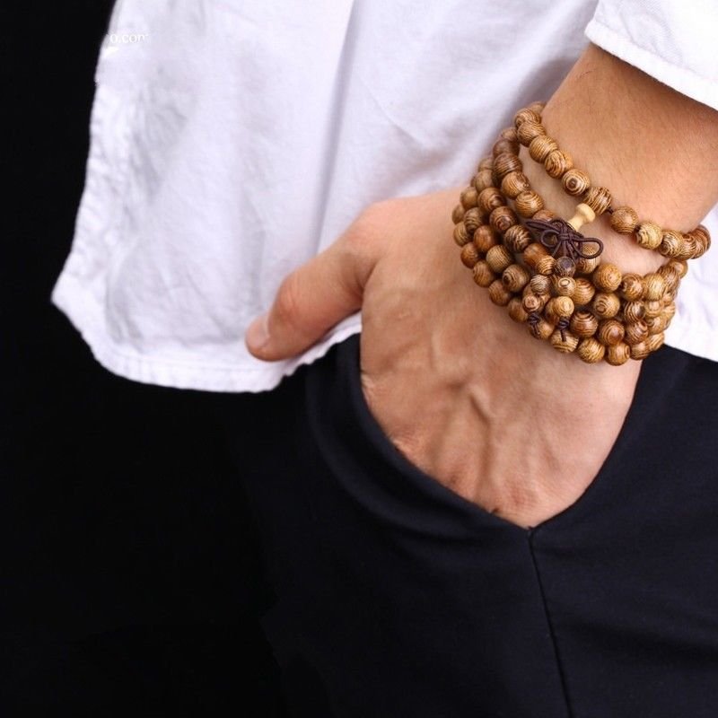 108 *0.8cm   Wenge Prayer Beads  Tibetan Buddhist   Mala Buddha Bracelet Rosary