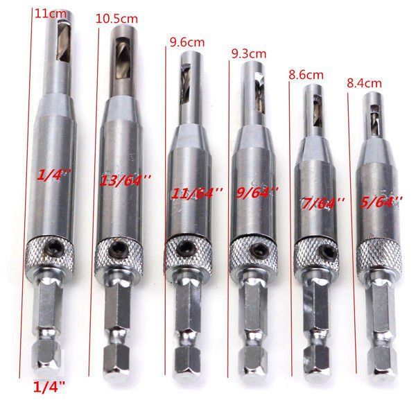 6pcs HSS Hex Shank Self Centering Door Lock Hinge Drill Bit Pilot Hole Tool Hole